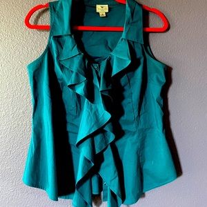 Worthington stretch sleeveless ruffled top